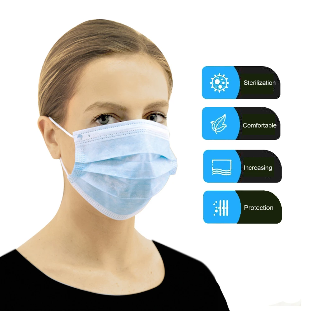 

50pcs Disposable Face Mouth Masks Anti PM2.5Anti Influenza Breathing Non-woven Face Safety Masks Face CareElastic Earloop Mask