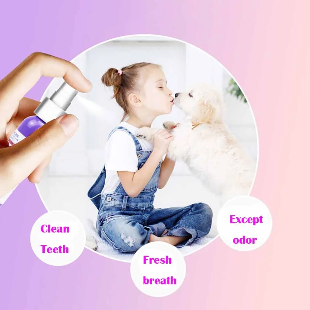 60ml Pet Mouth Freshener Antibacterial Oral Spray Treatment Fresh Breath Dog and Cat Healthy Dental Care Fresh Breath Spray