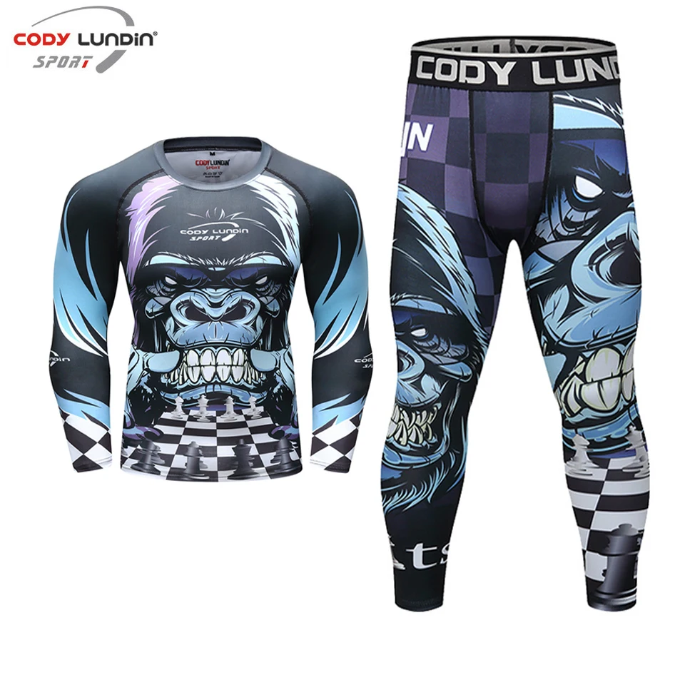 Jiu Jitsu MMA T-shirts Pants Sets Rashguard For Men Muay Thai Shorts Kickboxing Boxing Gym Compression Jerseys Sports Apparel Mens T Shirt