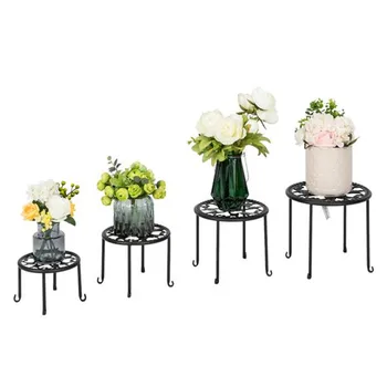 

4pcs Plant Rack Flower Shelf Garden Decor Flower Rack Wrought Iron Balcony Outdoor Pot Plant Stand Single layer Metal Stand