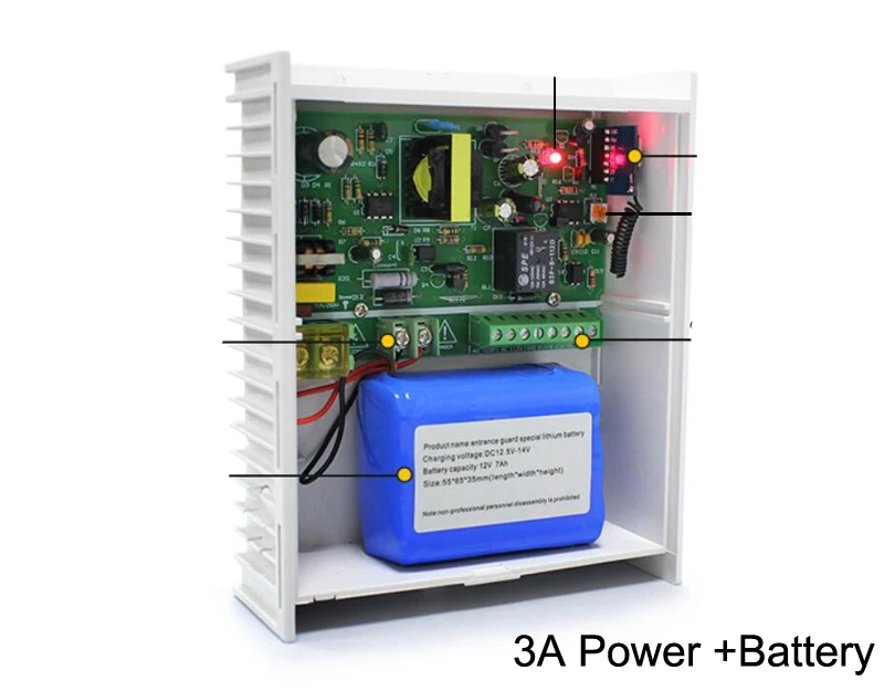 DC 12V 2A/3A/5A источник питания с резервной батареей интерфейс RFID карты система контроля доступа блок питания AC 100~ 240V - Цвет: 3A Power and Battery