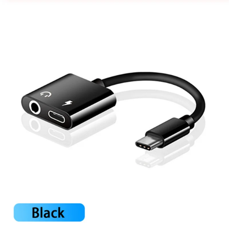 Black 1 Type C-3,5 мм разъем для наушников 3,5 AUX USB C кабель для huawei P20 P30 Xiaomi Mi8 9 samsung S9 S10 2 в 1 зарядный аудио адаптер - Цвет: Black 1