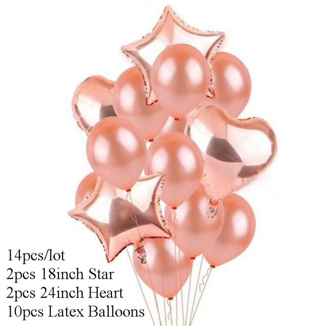 Heart Star Confetti Balloon Metallic Chrome Ballon Happy Birthday Party Decoration Kids Air Balls Adult Wedding Globos
