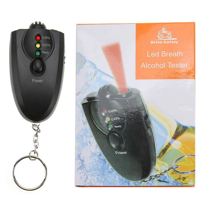 1pc Car Portable Alcohol Breath Tester Analyzer Detector Test Keychain MINI Breathalyzer LED Light display blood alcohol content