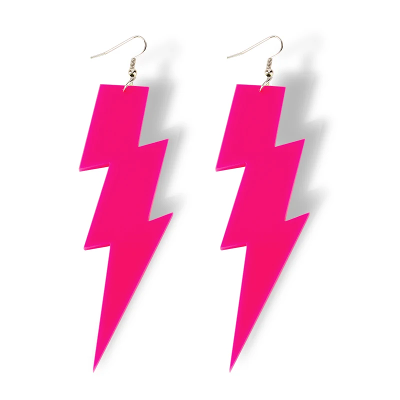 

New Arrival Large Neon Color Acrylic Lightning Drop Earrings For Women Punk Girl Crush Dangle Brincos Party Fashion Jewelry Gift