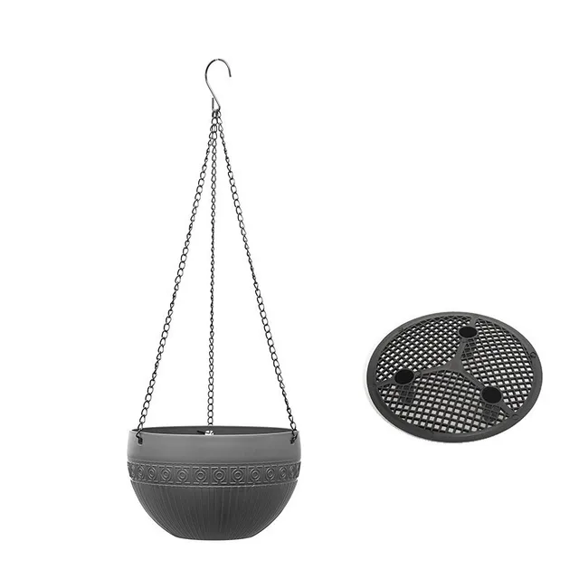 Imitation Rattan Hanging Basket  Flower Pot Chain  Basin  Economic Hydroponic Plants Plant Grow Basin Home Garden Decoration gray