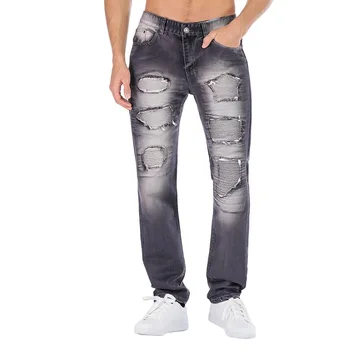 

Denim Designer Hole Jeans High Quality Ripped for Men Size 28-38 40 2020 Autumn Winter Plus Velvet HIP HOP Punk Streetwear