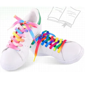 

10Pairs Colorful Laces Rainbow Gradient Print Flat Canvas Shoe Lace Shoes Casual Chromatic Colour Shoelaces 80CM/100CM/120CM