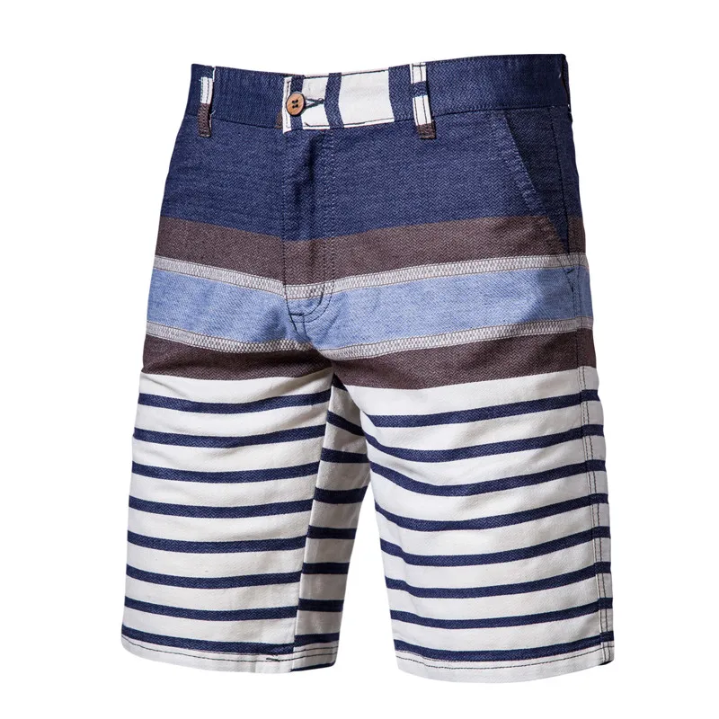 Fitness Shorts Pants Summer High-Quality 100%Cotton Fashion New Causal 9-Colors Men Strip