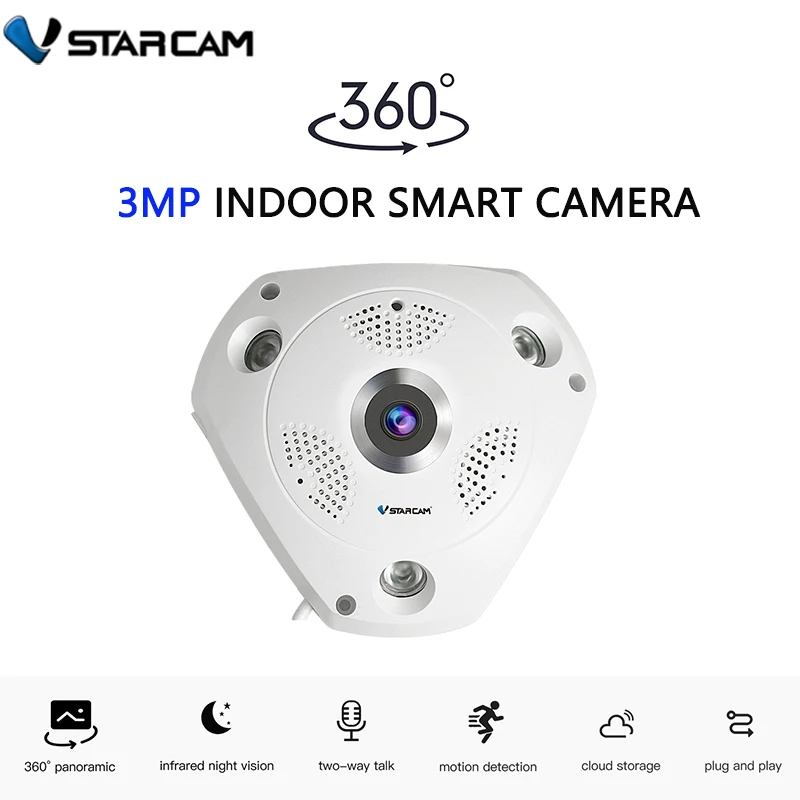 Беспроводная IP-камера видеонаблюдения Vstarcam 360 дюйма 3 Мп HD | Безопасность и защита