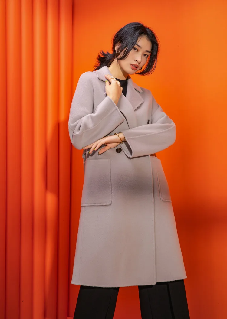 Autumn 50% Cashmere Coat Alpaca Warm Winter Coat Women Long Wool Coat Office Lady Slim Female Overcoat Oversize Plussize