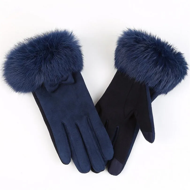 G102 Sapphire blue VIIANLES вождения Guantes лук женские перчатки Модные зимние варежки из искусственной замши для активного отдыха, спортивная теплая Высококачественная Дамская повседневные перчатки - Цвет: G102 Sapphire blue