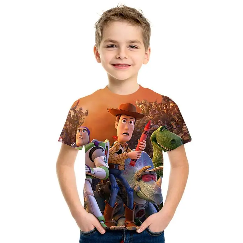 Популярный аниме История игрушек 3D estampado Nio moda nios desgaste amaderado Cool abrigo camiseta Buzz Lightyear nios ropacortamanga