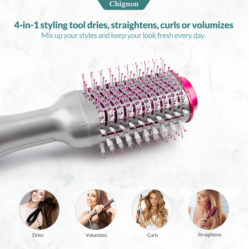 مشط الهواء الساخن فرشاة مجفف الشعر مجفف للنفخ مصفف...