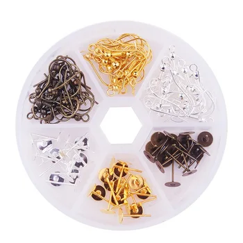 

1 Box Brass Earring Setting Sets Leverback Ear Stud Components 120pcs/box