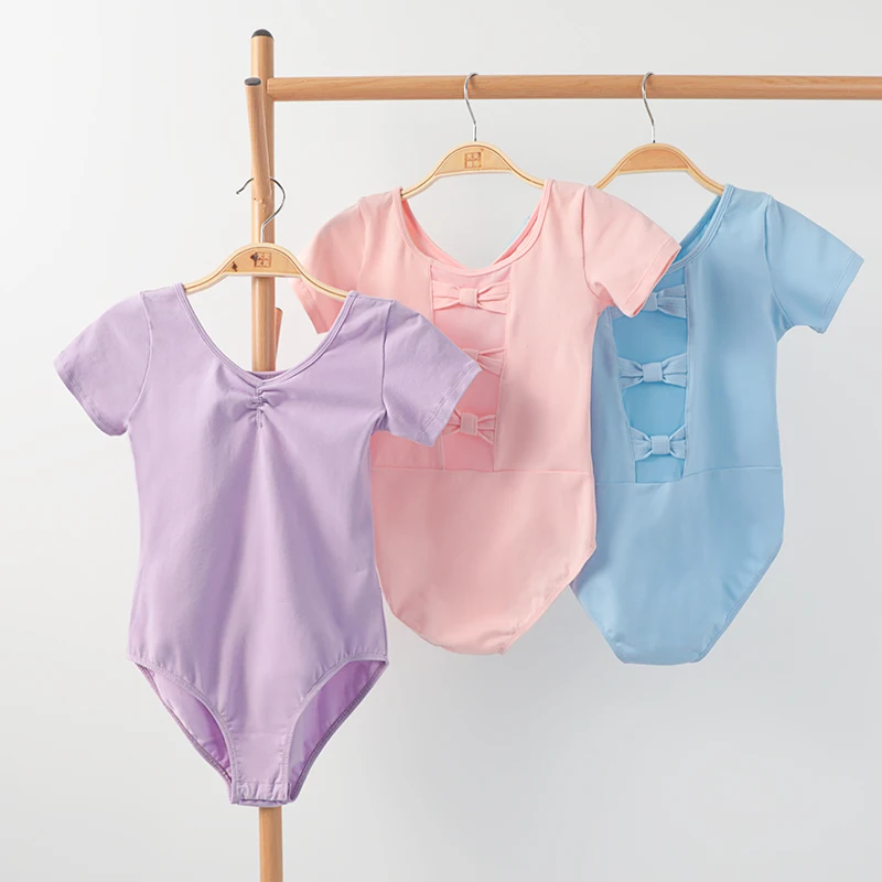 

Балетное трико для девочек, Сетчатое боди с коротким рукавом и бантом, с юбкой, одежда для спортивной гимнастики