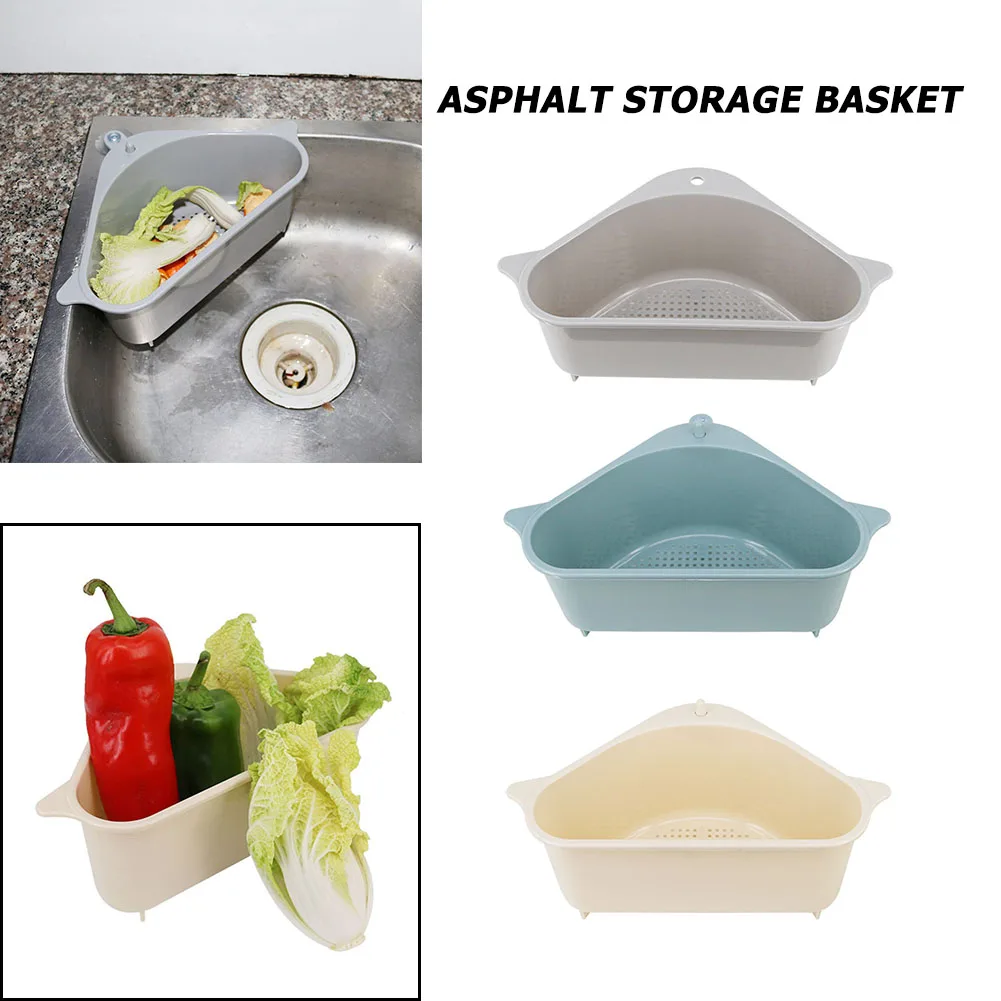 Triangular Sink Storage Holder Drain Shelf With Suction Cup Kitchen Sink Corner Hanging Basket Shelf Sink Basket For Kitchen Bathroom Hanging Baskets Kolenik Kitchen Dining