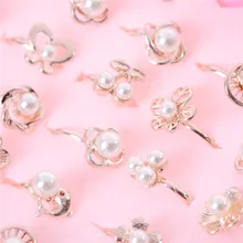 2 шт., набор милых разноцветных колец с кристаллами для девочек, детские кольца с искусственным жемчугом для принцесс, случайная отправка, игрушки для рукоделия