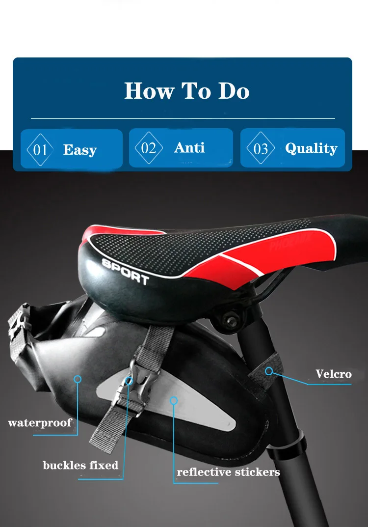 PVC Full Waterproof Bicyle Saddle Bag Cycling MTB Bike Seat Tail Rear Pouch Bag Pannier Reflective Design Bicycle Toolkit XA131Q