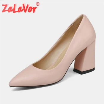 

ZALAVOR 4 Color Office Ladies Pumps Hoof Heels Pointed Toe Spring Party Simple Retro Wedding Shoes Woman Footwear Size 34-43