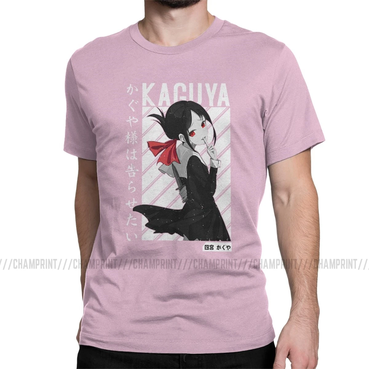 Аниме Kaguya-sama Love Is War Shinomiya футболки для мужчин новинка хлопок футболки с круглым вырезом футболки с коротким рукавом Подарок Идея Топы - Цвет: Розовый