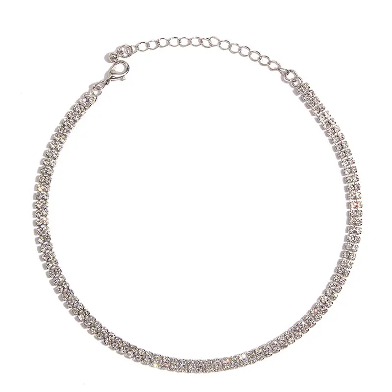 Flatfoosie модное женское ожерелье-чокер с кристаллами ZA для женщин эффектное искрящееся ожерелье девушки сексуальные аксессуары вечерние ювелирные изделия - Окраска металла: 2801
