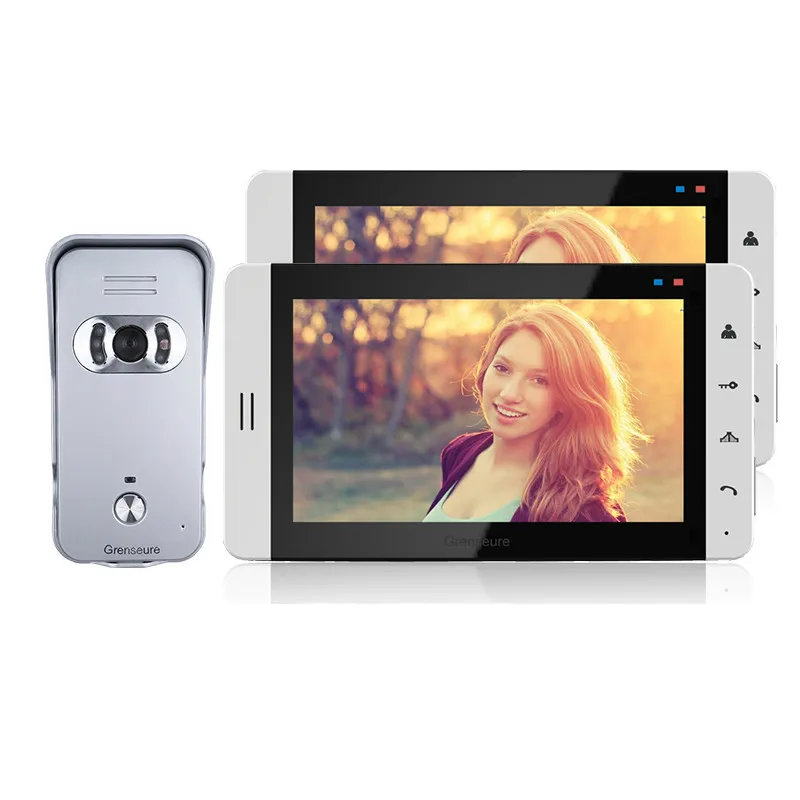 

FREE SHIPPING New Wired 7" Color TFT Video DoorPhone Intercom Kit With 2 White Touch Screen + Doorbell Intercom Camera IN STOCK