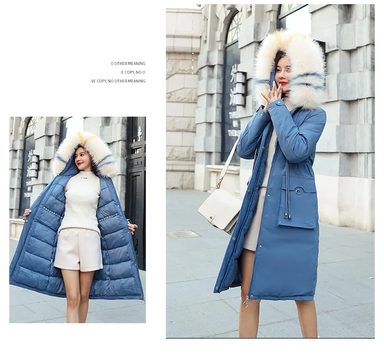 Зимнее Новое Поступление Женское пальто зимний меховой воротник с капюшоном толстый хлопок длинный жакет для женщин