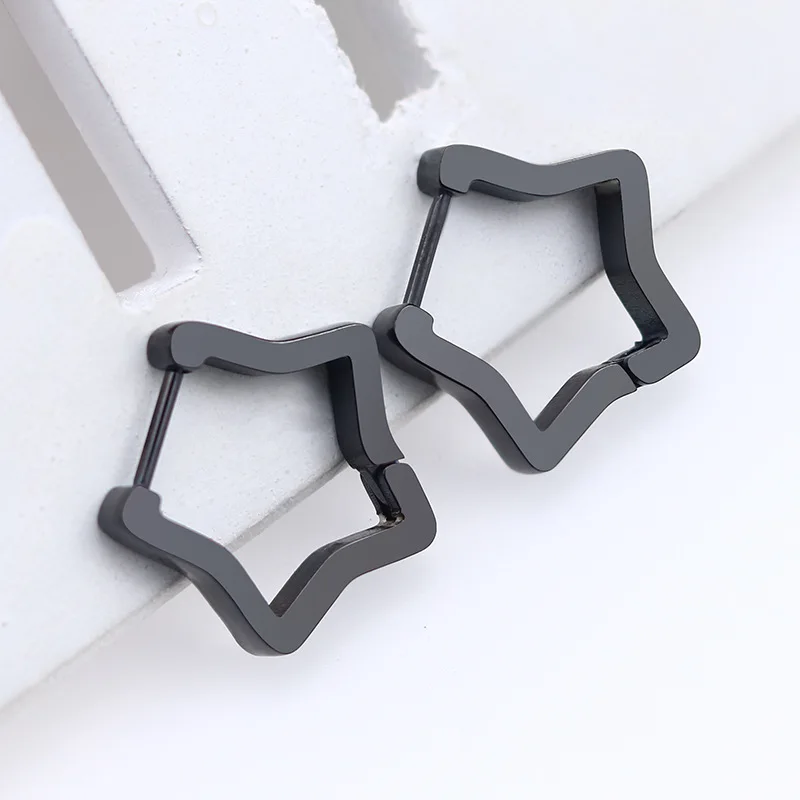 Fashion Personality Geometric Triangle Square Star Heart U Shape Hoop Earrings Men Women Stainless Steel Punk Piercing Jewelry