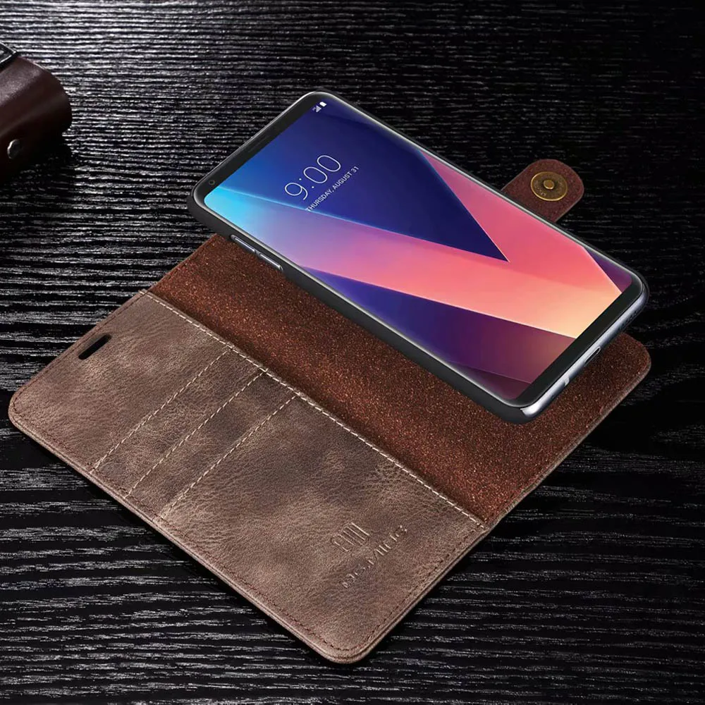 Чехол DG. MING из воловьей кожи в стиле ретро для LG V20 G6 V30 V30 plus, чехол для телефона s, съемный откидной Чехол-кошелек для LG G7 ThinQ