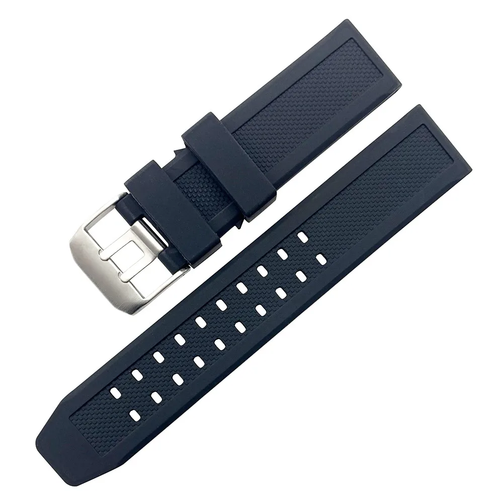 23mm Soft silicone natural rubber Watch Band Men Black Outdoor Military Sport Diving Watch Strap For Luminox Accessories