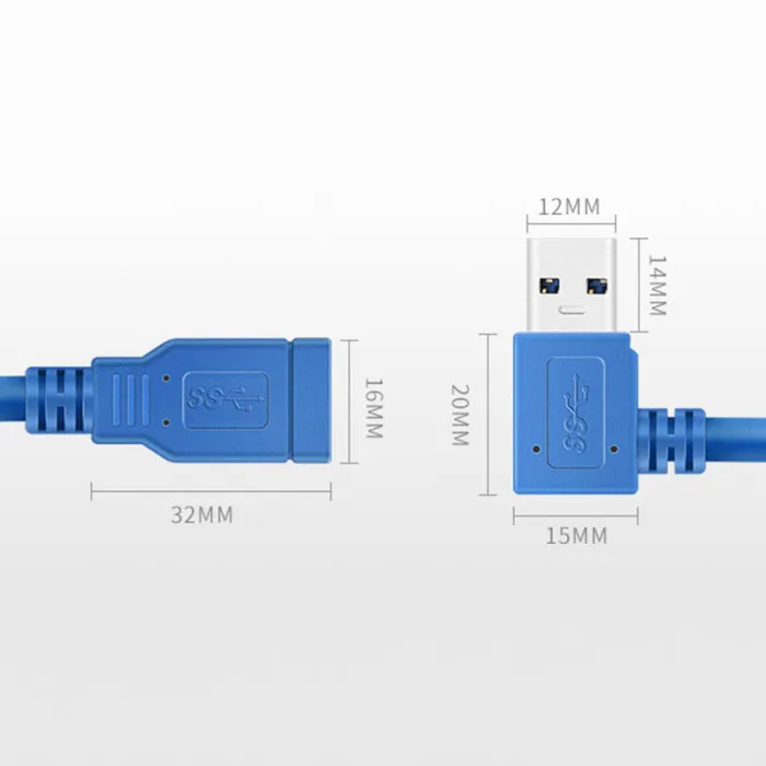 USB 3,0 Удлинительный кабель левый и правый угол A папа-мама линия 5 Гбит/с Высокая скорость VH99