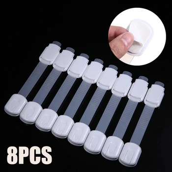 

8 Pcs Child Safety Locks Multifunction Drawer Cabinet Fridge Anti-pinch Hand Safety Plastic Lock Furniture Hardware Tools