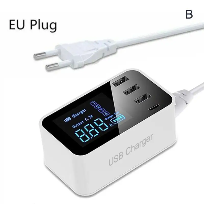 B 4 порта 4a ЖК-дисплей Usb type-c зарядная станция зарядное устройство концентратор адаптер питания для мобильного телефона планшета - Тип штекера: B