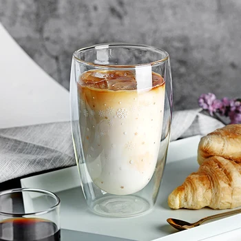 

1 Pcs Heat-resistant Double Wall Glass Cup Beer Coffee Cup Set Handmade Creative Beer Mug Tea Glass Whiskey Glass Cups Drinkware