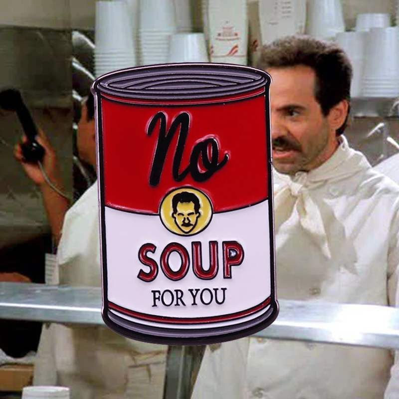 Эмалированная брошь в виде супа Кэмпбелла от Warhol Нет для вас забавные цитаты