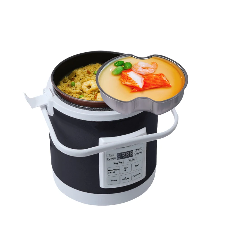 12V 24V Mini Car Rice Cooker 1.6L  car trucks electric soup porridge cooking machine food steamer warmer fast heating lunch box 4