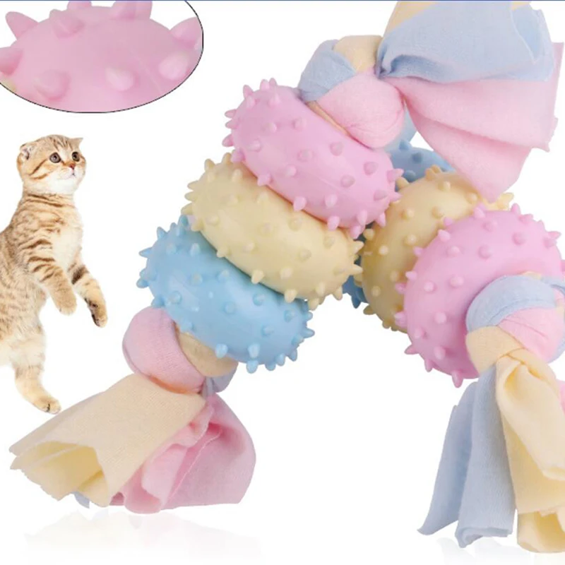 Funny Pet Cleaning Tooth Tools Pet Dog Cat Bite Toy Dog Teether Training Toy Dog And Cat Ring Beads Interactive Toy