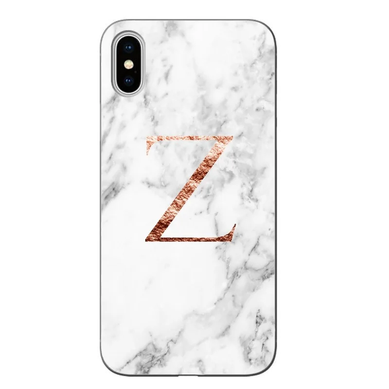 Мягкий чехол из ТПУ для iPhone 5S 6 6s 7 8 Plus XS XR XSMAX с надписью "Monogram J Q A B rose marble" - Цвет: TPU