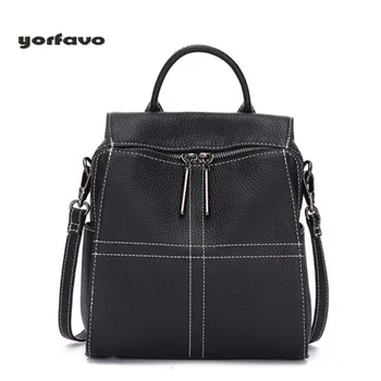 

Preppy Style Wholesale price fast delivery Genuine leather ladies backpack student satchel with high quality zipper