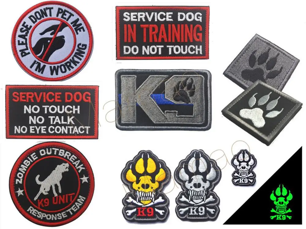 

3D Embroidery Airsoft Patch K9 Pet SERVICE DOG Paw Tactical Army Morale Patch Emblem Military Patches Badge For Backpack