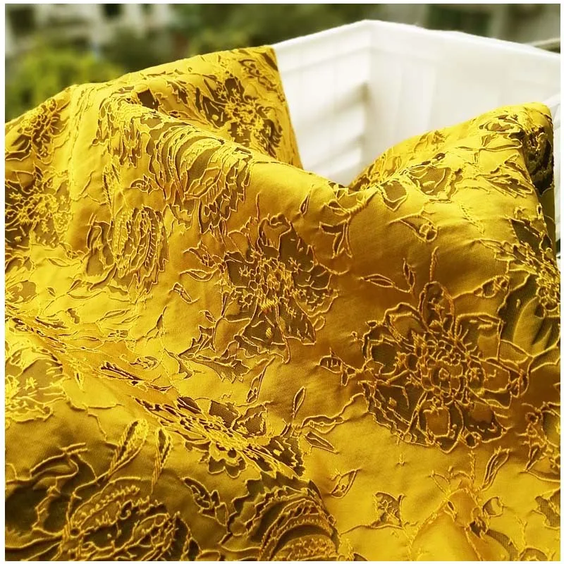 

Gold Shiny Jacquard Brocade Fabric for Wedding Dress,3D African Diy Elastic Sewing Cloth,Gown Jacket Diy Materials Fabrics