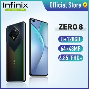 

Infinix ZERO 8 Smartphones 6.85 inch 8GB RAM 128GB 64MP Rear Quad Camera Helio G90T 33W Super Charge Android Smart Moblie Phone