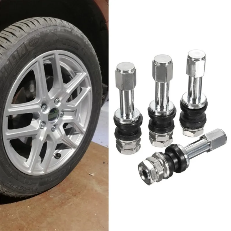 4pcs Car Tire Valve TR48E Bolt-in Car Tubeless Wheel Tire Valve Stem Dust Cap Cover vehicle Stainless Steel Metal Straight Mouth tire valve caps,tire valve cap,tire stem cover,tire valve stems,motorcycle tire valve
