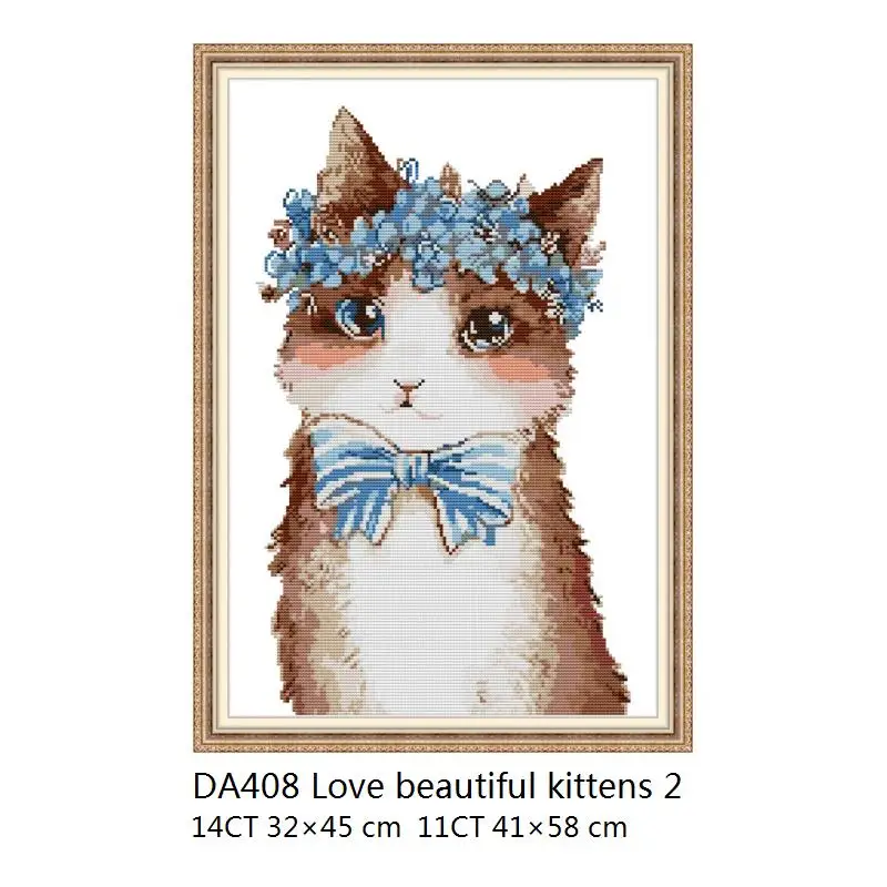 Cross Stitch DA408 Любовь красивые котята Вышивка крестом узоры 14ct 11ct Печать на холсте Набор для вышивки крестиком рукоделие DMC нить ремесла - Цвет: Cross Stitch DA408