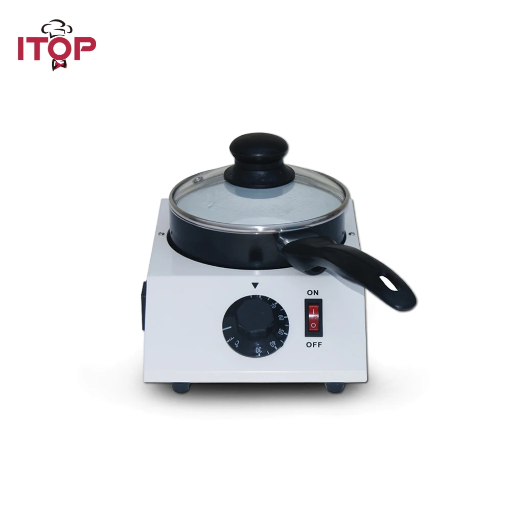 Chocolate Melter ITOP 40W Mini Electric Chocolate Melting Machine Single Pot Ceramic Non-Stick Pot Tempering Cylinder Melter Pan 220V 110V