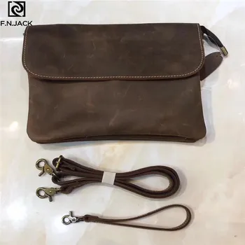 

F.N.JACK Cheap Cool Messenger Bag Handbag Clutch BagTop Cowhide Mad Horsehide Hand-held Day Clutches Bag 2019