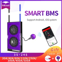 Smart bms 3s 24 24s li-ion lifepo4 bateria placa de proteção 40a 100a 8s 16s 200a 300a placa de equilíbrio bluetooth app para solar rv