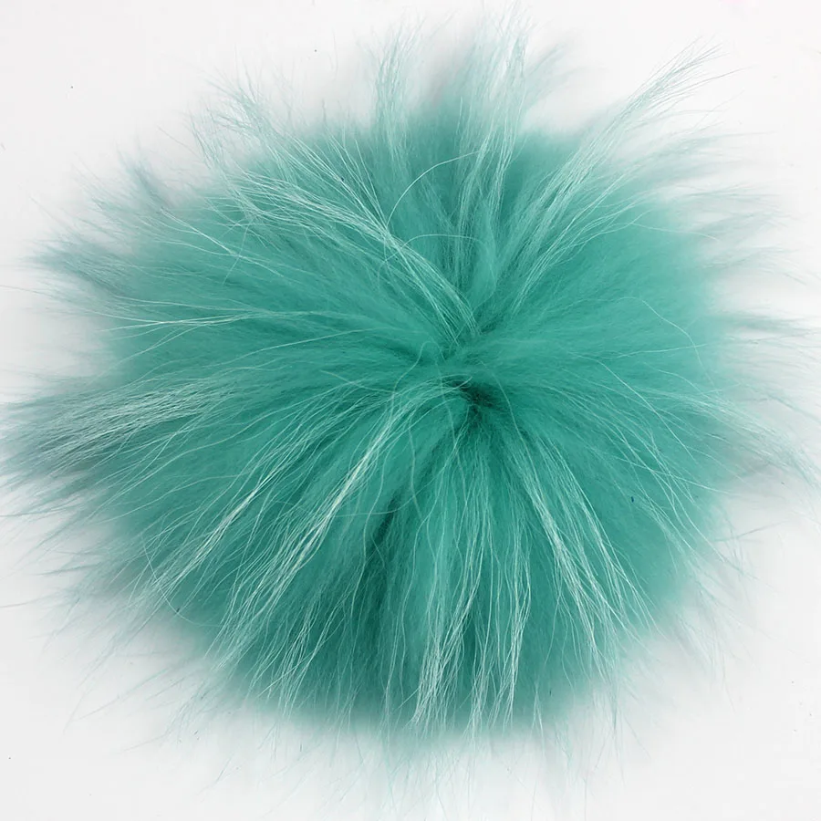 Fluffy Real Fox Fur Pompoms with Button 13-15cm DIY Raccoon Fur Pom Poms Balls Natural Fur Pompon For Scarves Hats Accessories 