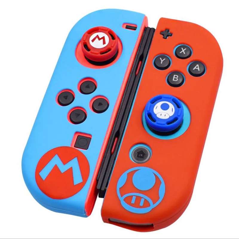 Для Марио Nintendo Switch NS Joy-Con JoyCon геймпад силиконовый защитный чехол+ Thumbsticks Джойстик Заглушки